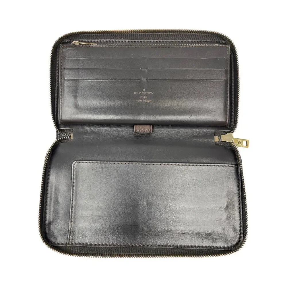 Louis Vuitton Utah Zippy Organizer Brown Leather Wallet Zip Around LV Unisex